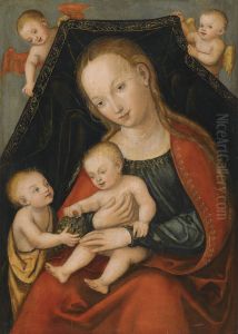 The Virgin And Child With St. John The Baptist And Two Angels by Lucas The Elder Cranach