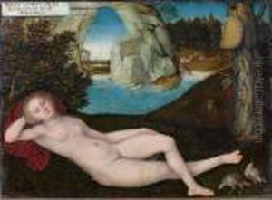 < La Nymphe De La Source >. by Lucas The Elder Cranach