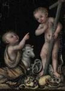 The Infant Christ And Saint John The Baptist by Lucas The Elder Cranach