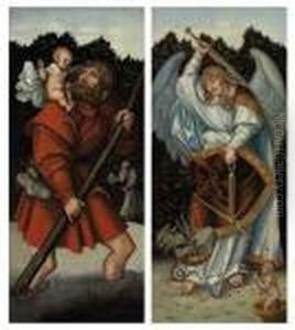 Saint Christopher Carrying The Christ Child by Lucas The Elder Cranach