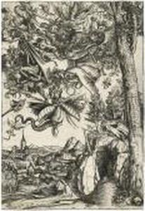 Die Versuchung Des Hl by Lucas The Elder Cranach