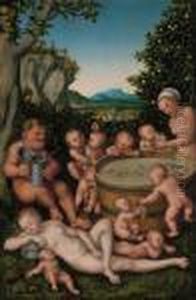 Bacchus At The Wine Vat by Lucas The Elder Cranach