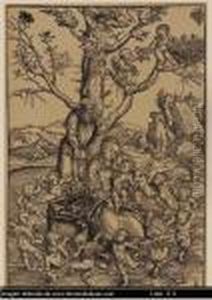 La Sagrada Familia Con Angelitos Bailando by Lucas The Elder Cranach
