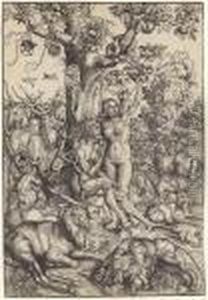 Adam And Eve In Paradise by Lucas The Elder Cranach