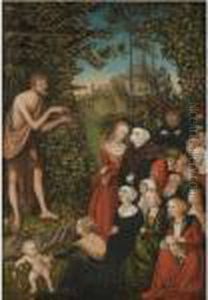 Saint John The Baptist Preaching In The Wilderness by Lucas The Elder Cranach