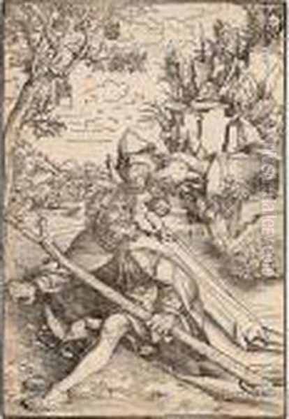 Der Hl Christophorus Mit Jesus
Auf Der Schulter Denfluss Durchquerend, Im Hintergrund Einsiedelei - view 1