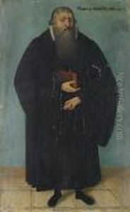 Portrait Of Nicolas Gageteufel, 
Small-full-length, Standing In Black Costume And Holding A Book