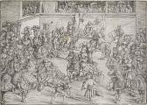 The Second Tournament With The Tapestry Of Samson And Thelion by Lucas The Elder Cranach