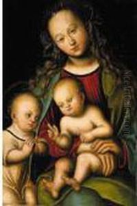 Virgin And Child With The Infant St. John The Baptist by Lucas The Elder Cranach