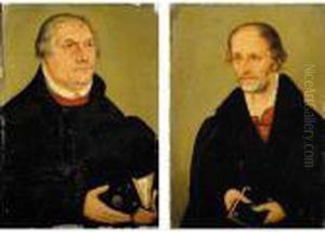 Portrait Of Martin Luther, Half Length, Holding A Prayer Book by Lucas The Elder Cranach