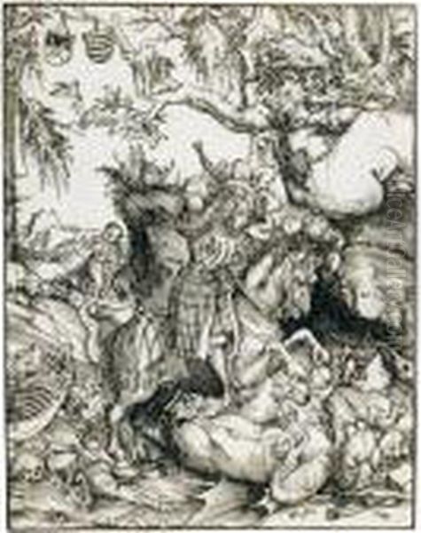 St. George On Horseback Slaying The Dragon (bartsch 64; Hollstein 82; Dodgson 90) - view 1