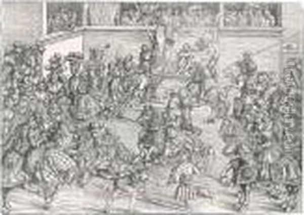 The Second Tournament With The Tapestry Of Samson And The Lion (hollstein 117) - view 1