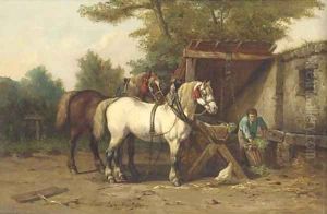 Feeding the horses by Jean Louis van Kuyck