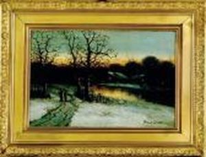 Snowy Landscape At Dusk