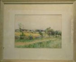 Country Landscape With Church In The Distance by Bruce Crane