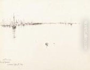 On The Thames, London by Bruce Crane