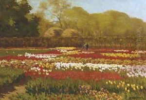 A beautiful day in a tulipfield by Anton Lodewijk Koster