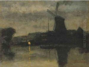 A river at night by Eduard Karsen