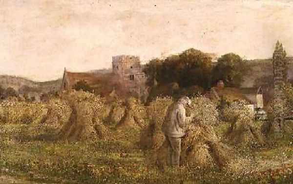 Tending the stooks - view 1