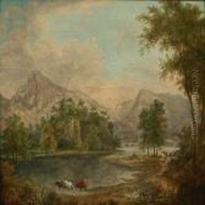 Landscape With Cows At A Lake Landscape With Cows At A Lake