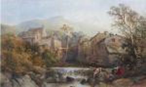 Figures By A Mill, Possibly In Cumbria