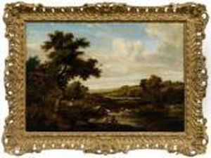 Landscape With Two Fishermen On A River Bank