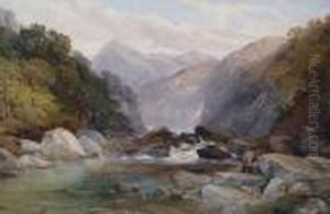 Scottish River Landscape With Fisherman By Apool by Thomas Creswick