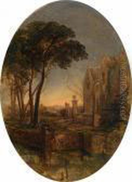 A Moated Manor At Dusk - view 1
