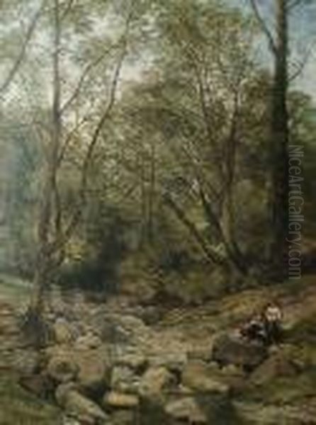 Figures By A Rocky Stream by Thomas Creswick
