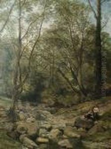 Figures By A Rocky Stream Figures By A Rocky Stream