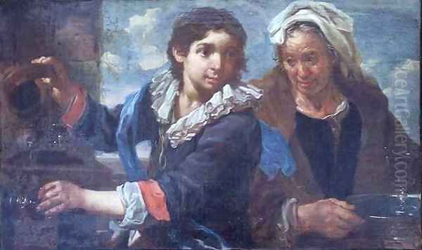 A Young Man and an Old Woman at the Fountain - view 1