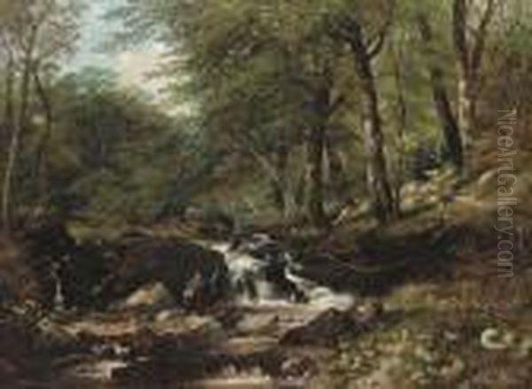 An Angler In A Wooded Landscape - view 1