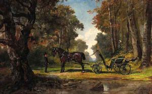 An afternoon promenade in the woods by Martinus Antonius Kuytenbrouwer