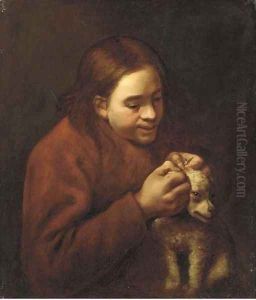 A boy de-licing a dog by Bernhard Keil, Monsu Bernardo