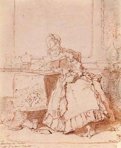 A woman reading at a table in an elegant interior by Alexander Hugo Bakker Korff
