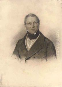 Portrait of a man, bust-length, wearing spectacles by Franz Krutger