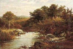 A figure fetching water from a river