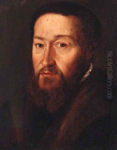 Portrait of a gentleman, head and shoulders, in a black jacket with a fur collar