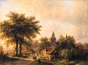 A village street in summer by Johann Bernard Klombeck