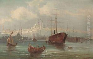 Trading vessels before a mosque on the Golden Horn