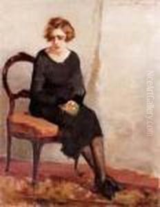 Giovane Donna Dai Capelli Rossi In Un Interno by Luigi Crisconio