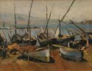 Barche Nel Porto by Luigi Crisconio