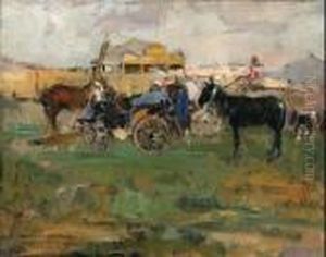 Paesaggio Con Calesse by Luigi Crisconio