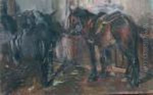 Muli Nella Stalla by Luigi Crisconio