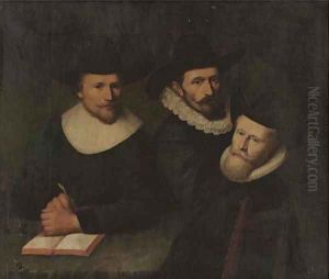 Portrait of three gentlemen by Thomas De Keyser