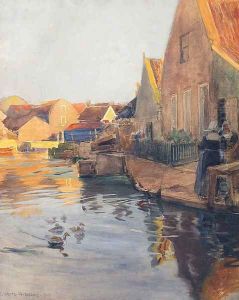 A Dutch Town On A Canal by Ferdinand Kruis