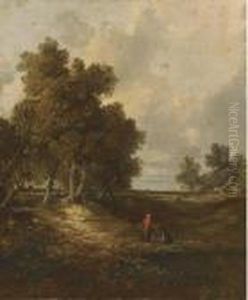 A Wooded Landscape With Faggot Gatherers by John Crome
