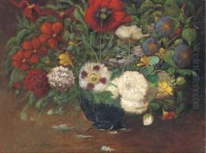 Still life of mixed flowers in a bowl