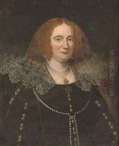 Portrait of a lady, half-length, in a black dress with a lace-trim collar