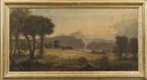 Pastoral Landscape With Mountain And River View. by Jasper Francis Cropsey